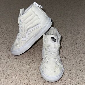 Vans Toddler White Old Skool High-Top Sk8-Hi Zip Sneakers size 8